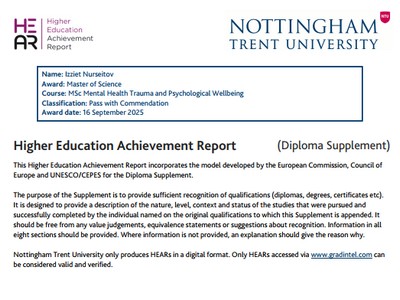 Магістр наук. Університет Ноттінгем Трент